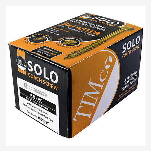 TIMCO Solo Advanced Hex Head Gold Coach Woodscrews - 12.0 x 80