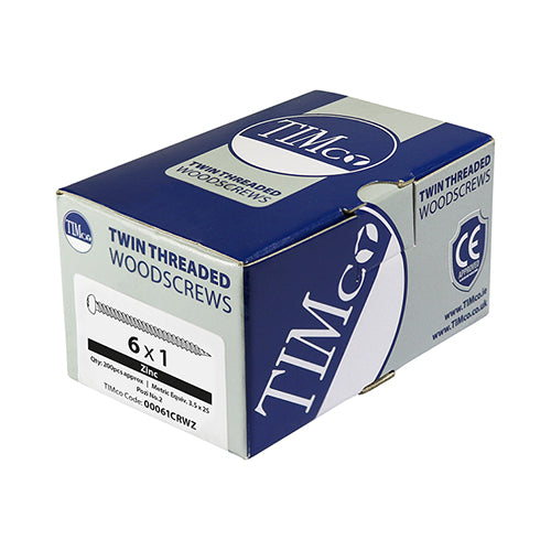 TIMCO Twin-Threaded Round Head Silver Woodscrews - 6 x 11/4 - 6 x 1 1/4