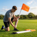 Spring-loaded football corner flags in various colours with weatherproof PVC poles