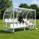 Aluminium sports team shelter with two tiers for sports facilities