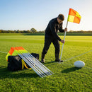 Spring loaded rugby corner flags with PVC poles and nylon flags