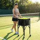 Portable rolling tennis ball basket with aluminium frame and carry bag