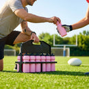 Set of 10 BPA-free 750ml sports water bottles with foldable carrier