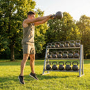 Cast iron kettlebell in various sizes and colours for gym workouts
