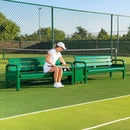 Aluminium tennis court bench in green for tournament use