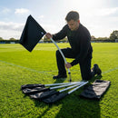 Spring-loaded football corner flags in various colours with weatherproof PVC poles
