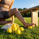 Solid rubber massage ball in various colours for muscle relief