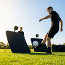 Interactive football training rebound board with reaction lights