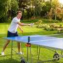 Outdoor table tennis table with steel frame and blue resin top