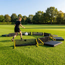 Interactive football training rebound board with reaction lights