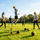 7in cloth dodgeball in red, blue, and yellow/black, perfect for indoor sports