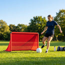 Folding football goal with aluminium frame and high-impact net