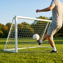 Folding football goal with aluminium frame and high-impact net
