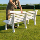 Replacement bench parts for tennis courts, available in various colours