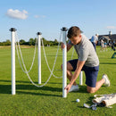 Plastic post and chain set for soft grounds, available in 5 colours