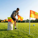 Gaelic football corner flags in orange and yellow with PVC poles