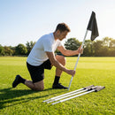 Spring-loaded football corner flags in various colours with weatherproof PVC poles