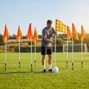 Spring-loaded football corner flags in various colours with weatherproof PVC poles