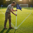 Football corner flag set with bright nylon flags and PVC poles