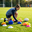 Colourful training marker cones for sports fields