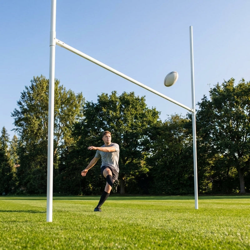 Mini Rugby Posts – 5m White Aluminium