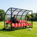Aluminium sports team shelter with two tiers for sports facilities
