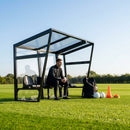 Heavy duty aluminium team shelter with moulded seats