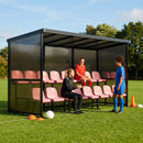Aluminium team shelter with 16/22 seats for sports venues