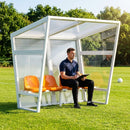 Heavy duty aluminium team shelter with moulded seats