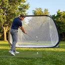 Pop-Up Golf Net for practice, available in two sizes, made from durable polyester.