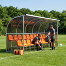 Aluminium team shelter with 16/22 seats for sports venues