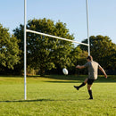 Mini rugby posts 5m in height, white aluminium for schools