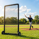 Softball pitching screen with steel frame and foam padding