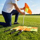 Spring loaded rugby corner flags with PVC poles and nylon flags