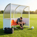 Heavy duty aluminium team shelter with moulded seats