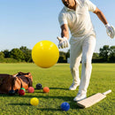Cricket practice balls in Fluro Yellow with soft-feel plastic construction
