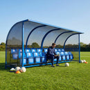 Aluminium team shelter with 16/22 seats for sports venues