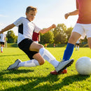 Football shin pads with ankle protectors in black finish