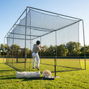 Black baseball batting cage nets made from HDPP twine for indoor and outdoor use