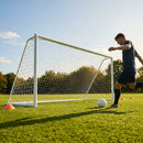 Aluminium socketed football goal with reinforced frame and weatherproof net