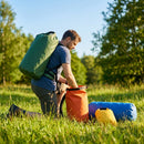 Waterproof dry bag rucksack, 10L capacity in orange, ideal for outdoor sports