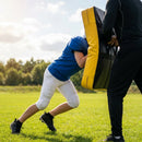 American Football Tackle Shield in blue and black with PVC and foam construction