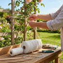 Synthetic twine roll in black, white, and blue for DIY and craft use