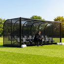 Aluminium team shelter with 16/22 seats for sports venues
