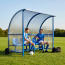 Sports team shelter with aluminium frame and multiple colour options