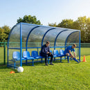 Heavy duty aluminium team shelter with moulded seats