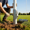 Hinged adapters for rugby posts in galvanised steel