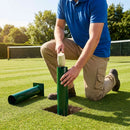Steel tennis post ground sockets, available in round and square designs