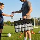 Set of 10 BPA-free 750ml sports water bottles with foldable carrier