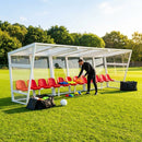 Heavy duty aluminium team shelter with moulded seats